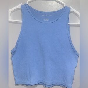 Blue Sleeveless Ribbed Top